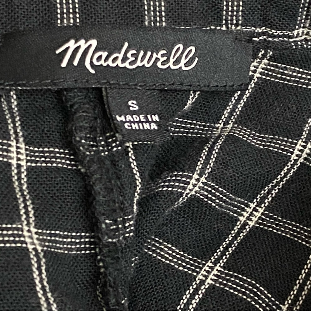 Madewell Black Plaid Flannel Peplum Top  Size Small - Picture 2 of 6